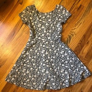 Black/Cream floral skater dress